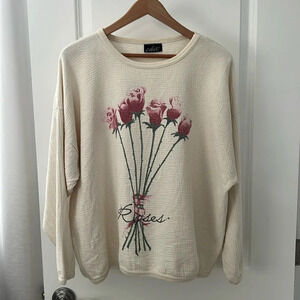 long sleeve top sweater roses . Chic. Woman